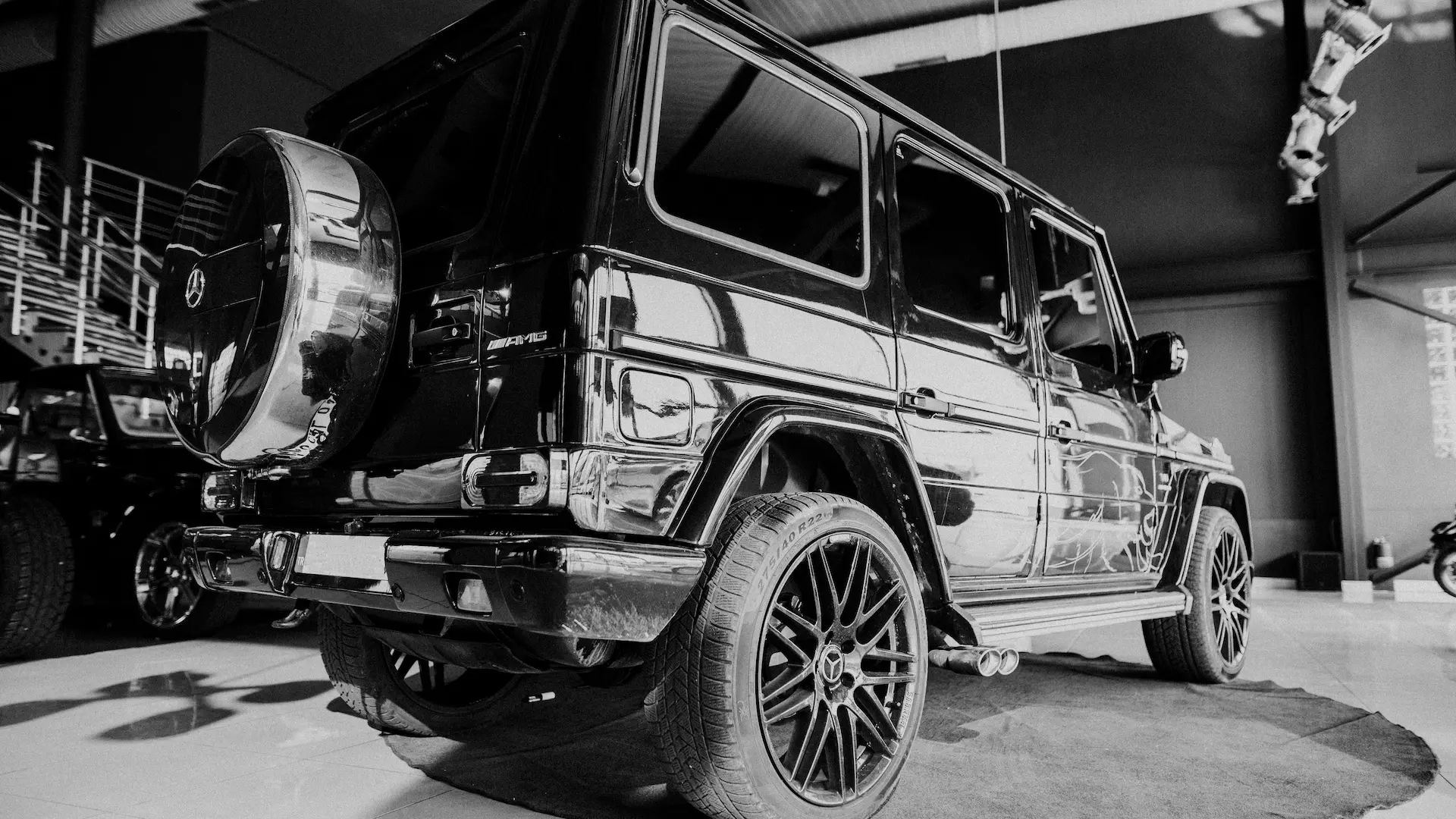 Detailed luxury car at golden hour